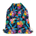 Turquoise Hawaiian Fruits Pattern Print Drawstring Bag