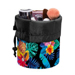 Turquoise Hawaiian Fruits Pattern Print Drawstring Makeup Bag