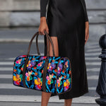 Turquoise Hawaiian Fruits Pattern Print Duffle Bag