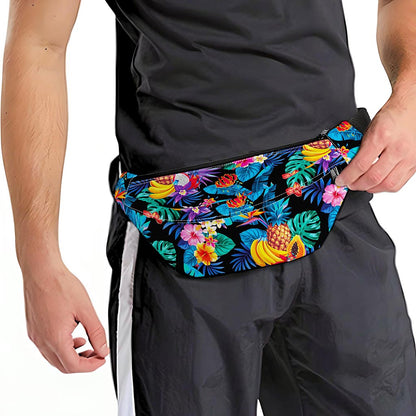 Turquoise Hawaiian Fruits Pattern Print Fanny Pack