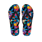 Turquoise Hawaiian Fruits Pattern Print Flip Flops