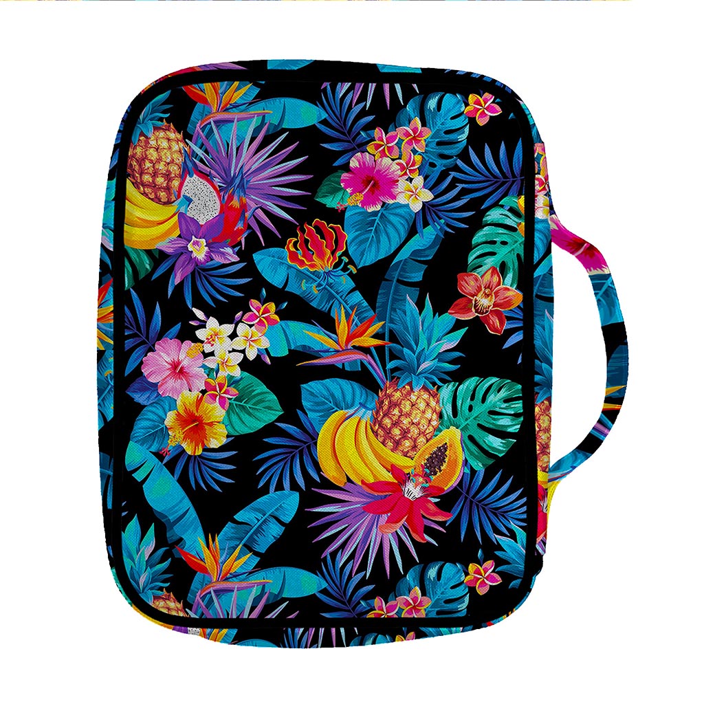 Turquoise Hawaiian Fruits Pattern Print Front Pocket Bible Bag