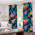 Turquoise Hawaiian Fruits Pattern Print Grommet Curtains
