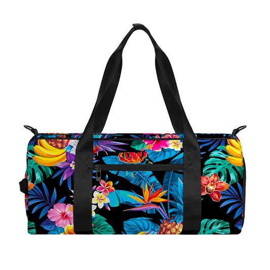 Turquoise Hawaiian Fruits Pattern Print Gym Bag