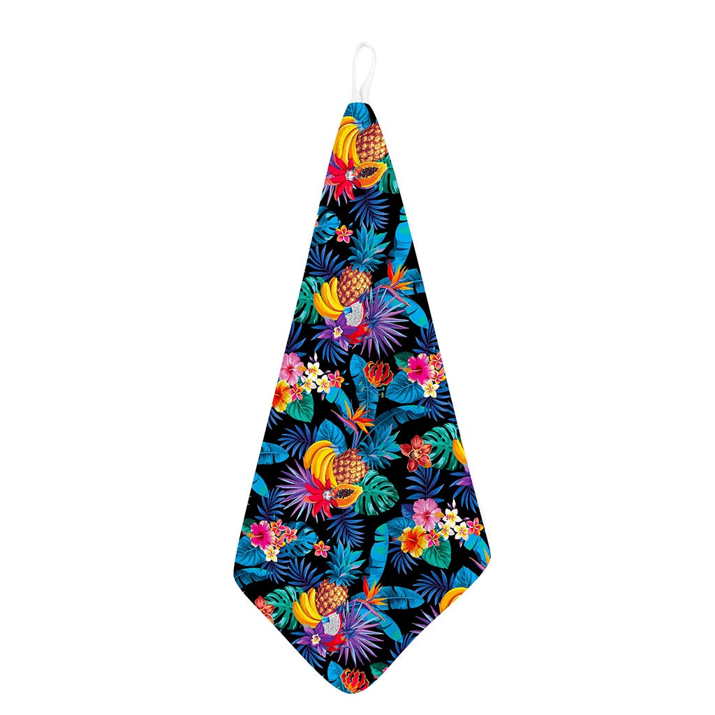 Turquoise Hawaiian Fruits Pattern Print Hand Towel