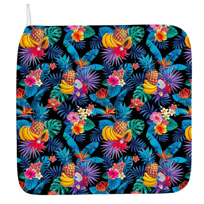 Turquoise Hawaiian Fruits Pattern Print Hand Towel
