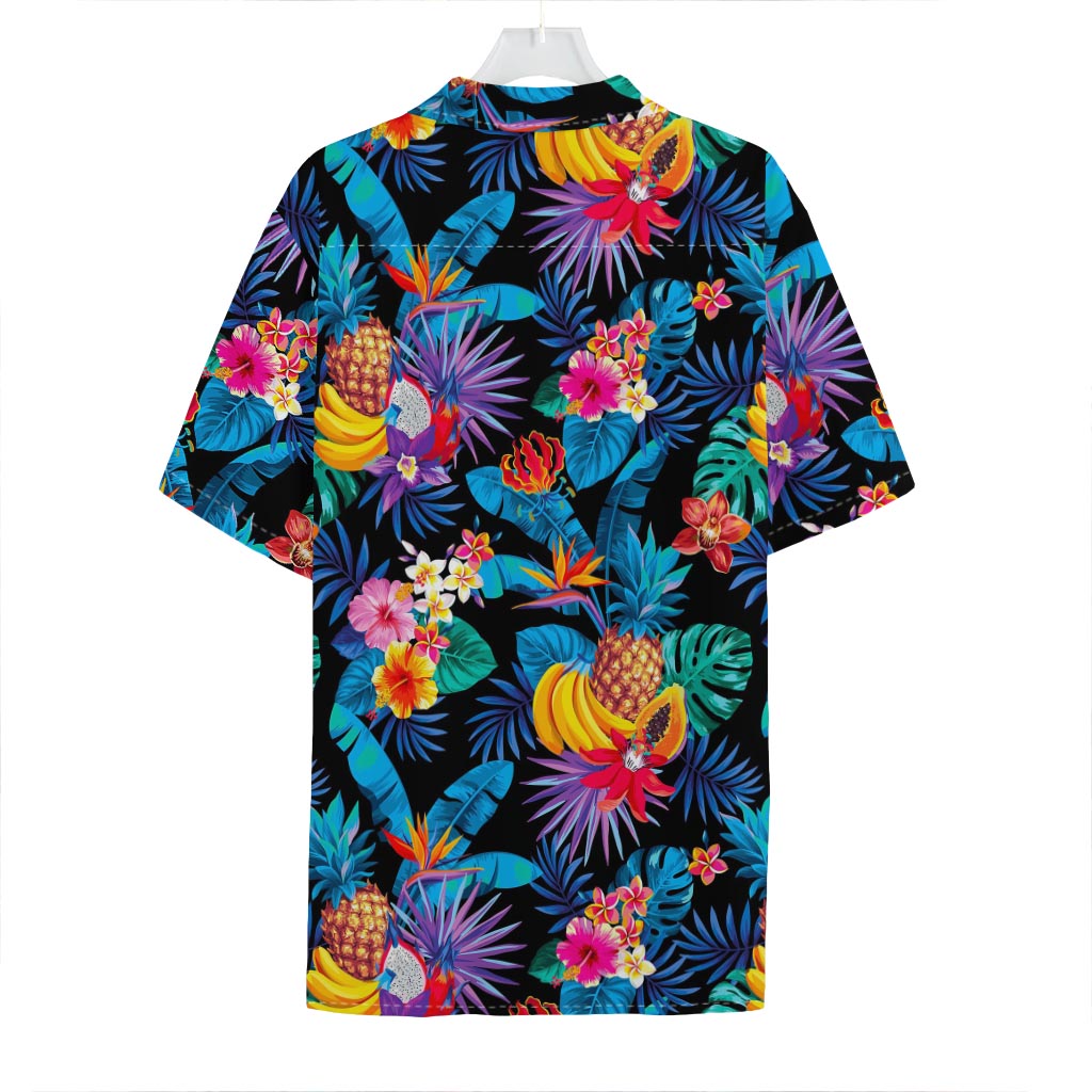 Turquoise Hawaiian Fruits Pattern Print Hawaiian Shirt