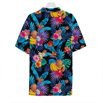 Turquoise Hawaiian Fruits Pattern Print Hawaiian Shirt