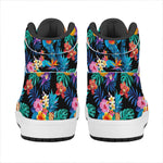 Turquoise Hawaiian Fruits Pattern Print High Top Leather Sneakers
