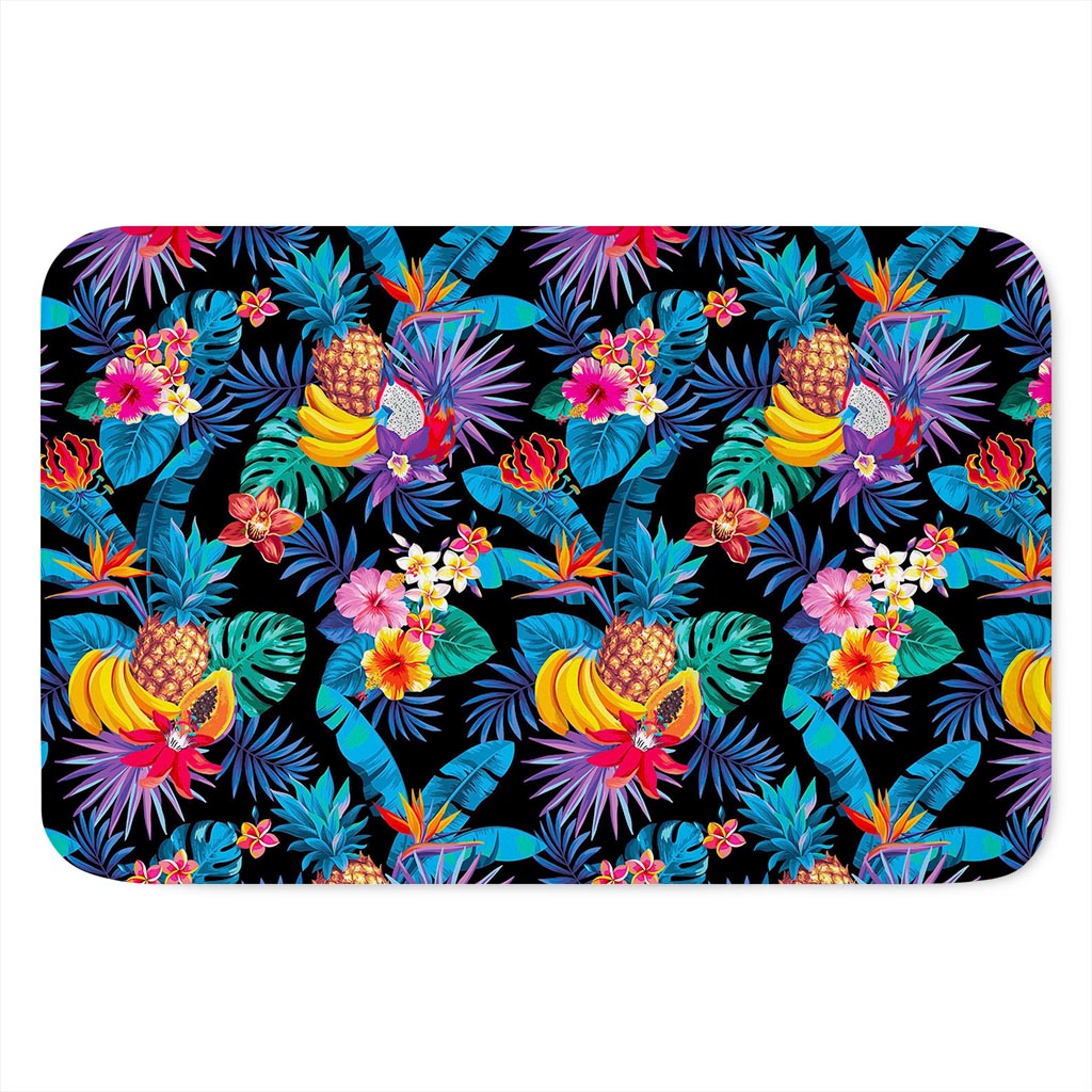 Turquoise Hawaiian Fruits Pattern Print Indoor Door Mat