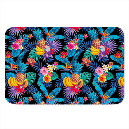 Turquoise Hawaiian Fruits Pattern Print Indoor Door Mat
