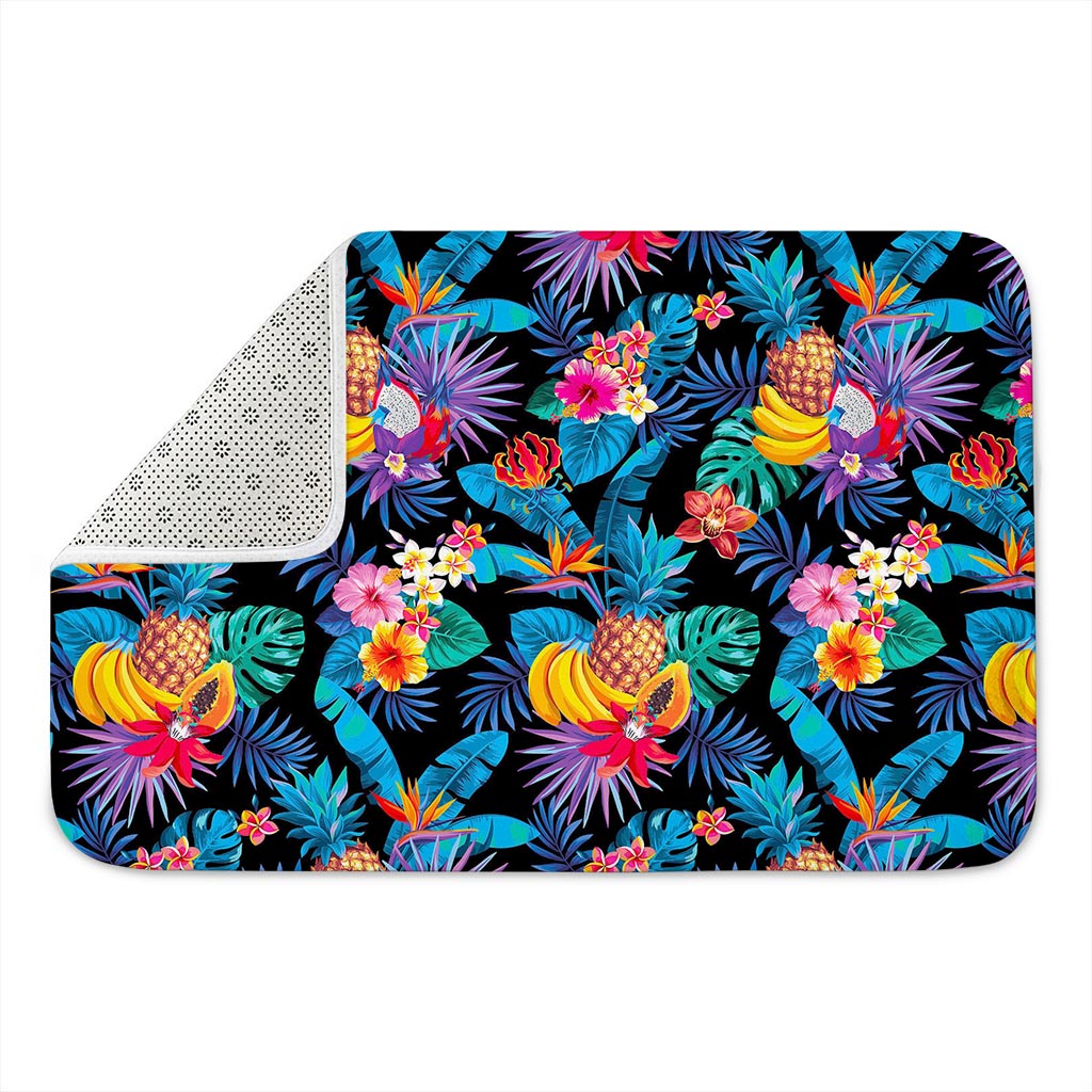 Turquoise Hawaiian Fruits Pattern Print Indoor Door Mat