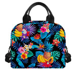 Turquoise Hawaiian Fruits Pattern Print Insulated Lunch Bag