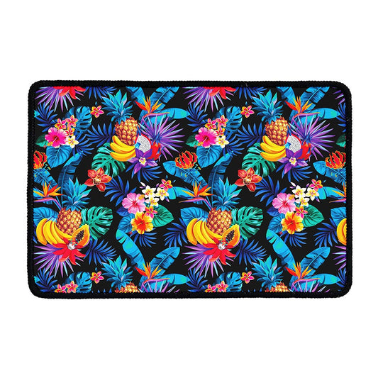 Turquoise Hawaiian Fruits Pattern Print Kitchen Mat
