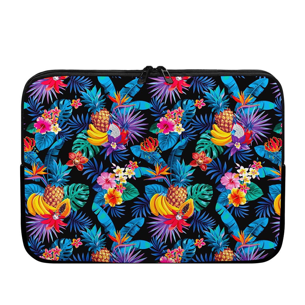 Turquoise Hawaiian Fruits Pattern Print Laptop Sleeve