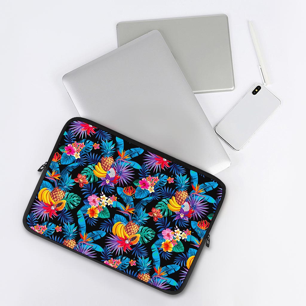 Turquoise Hawaiian Fruits Pattern Print Laptop Sleeve