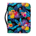 Turquoise Hawaiian Fruits Pattern Print Leather Bible Cover