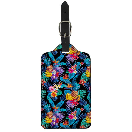 Turquoise Hawaiian Fruits Pattern Print Luggage Tag