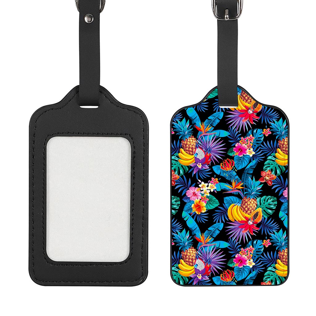Turquoise Hawaiian Fruits Pattern Print Luggage Tag