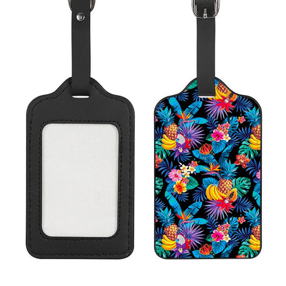 Turquoise Hawaiian Fruits Pattern Print Luggage Tag