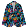 Turquoise Hawaiian Fruits Pattern Print Men's Blazer