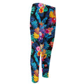 Turquoise Hawaiian Fruits Pattern Print Men's Compression Pants