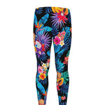 Turquoise Hawaiian Fruits Pattern Print Men's leggings