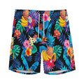 Turquoise Hawaiian Fruits Pattern Print Men's Athletic Shorts