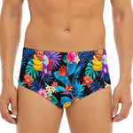 Turquoise Hawaiian Fruits Pattern Print Men's Triangle Swim Briefs