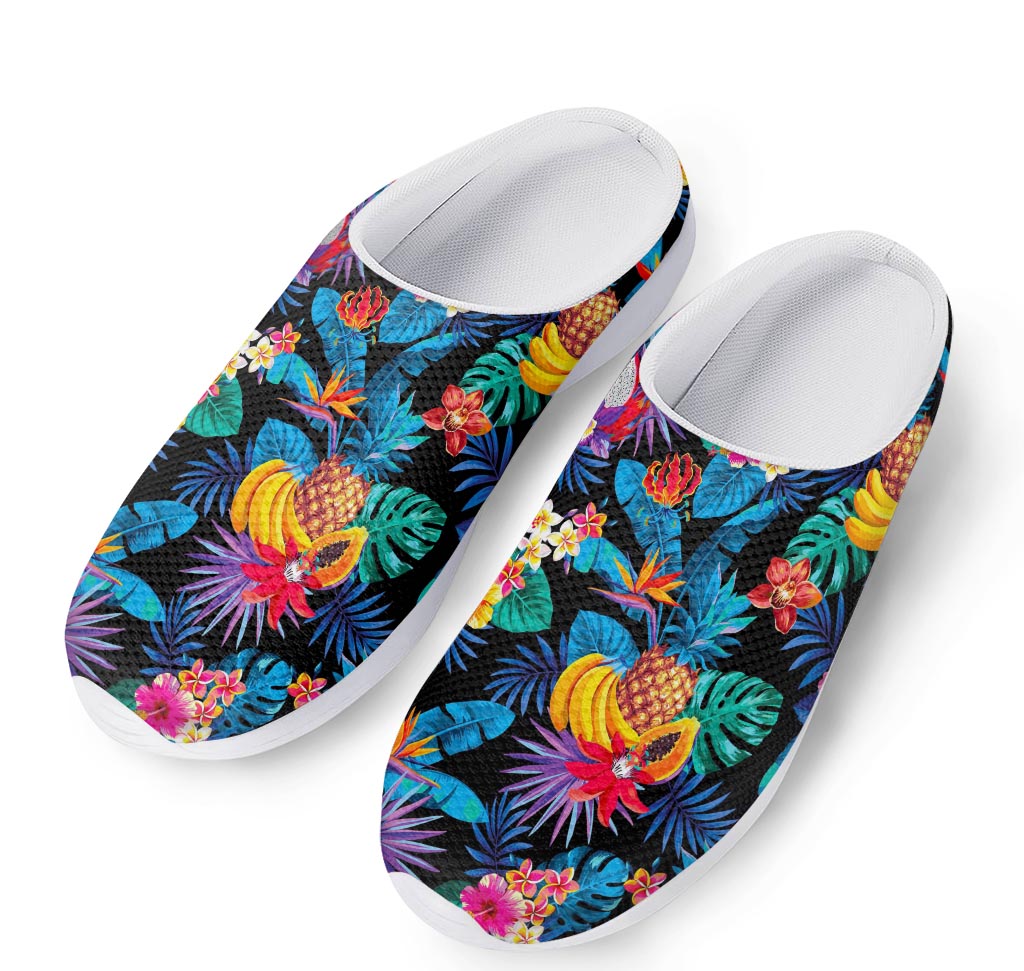 Turquoise Hawaiian Fruits Pattern Print Mesh Casual Shoes
