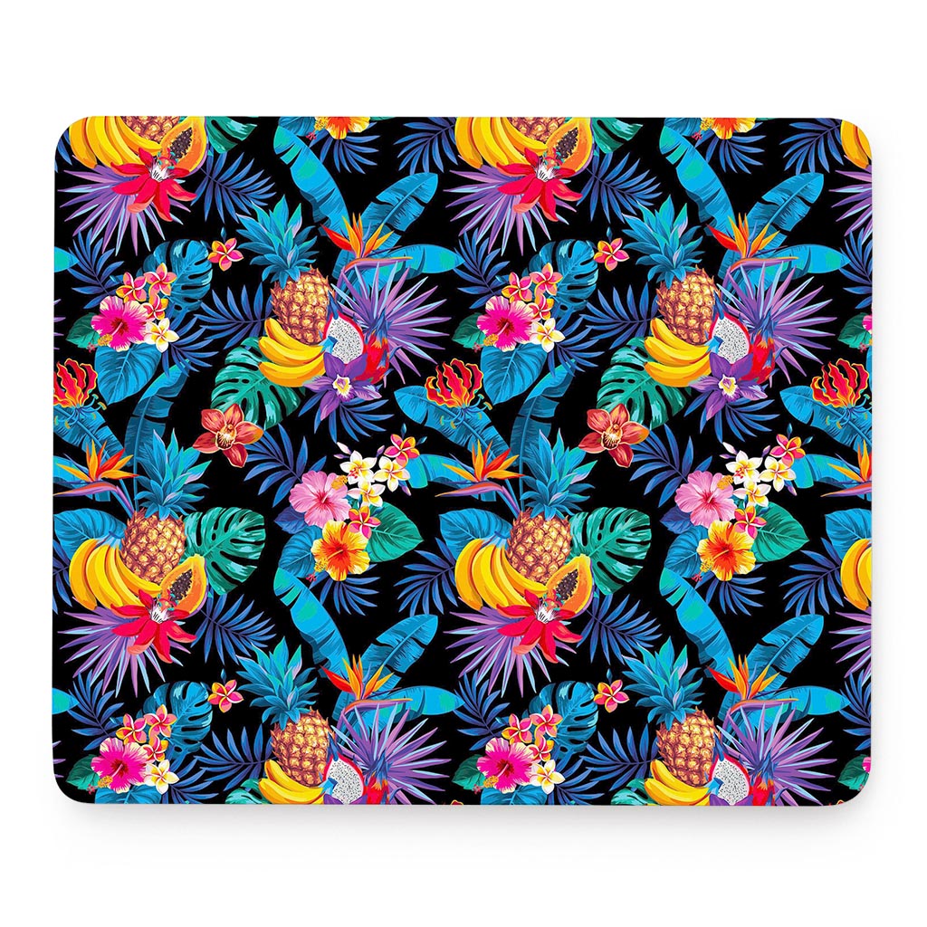 Turquoise Hawaiian Fruits Pattern Print Mouse Pad