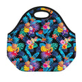 Turquoise Hawaiian Fruits Pattern Print Neoprene Lunch Bag