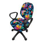 Turquoise Hawaiian Fruits Pattern Print Office Chair Cover