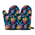 Turquoise Hawaiian Fruits Pattern Print Oven Mitts