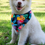 Turquoise Hawaiian Fruits Pattern Print Over The Collar Dog Bandana