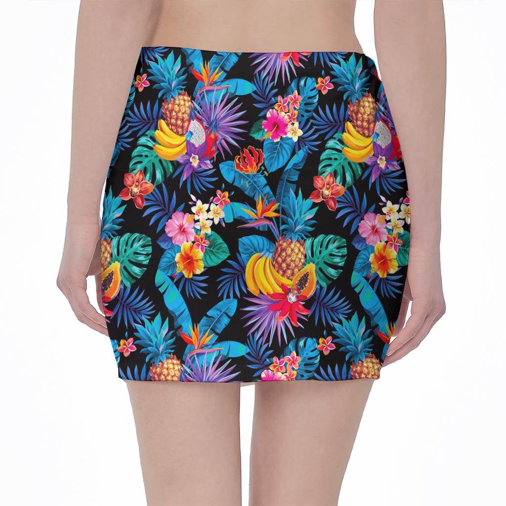 Turquoise Hawaiian Fruits Pattern Print Pencil Mini Skirt – GearFrost