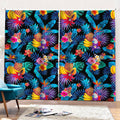 Turquoise Hawaiian Fruits Pattern Print Pencil Pleat Curtains