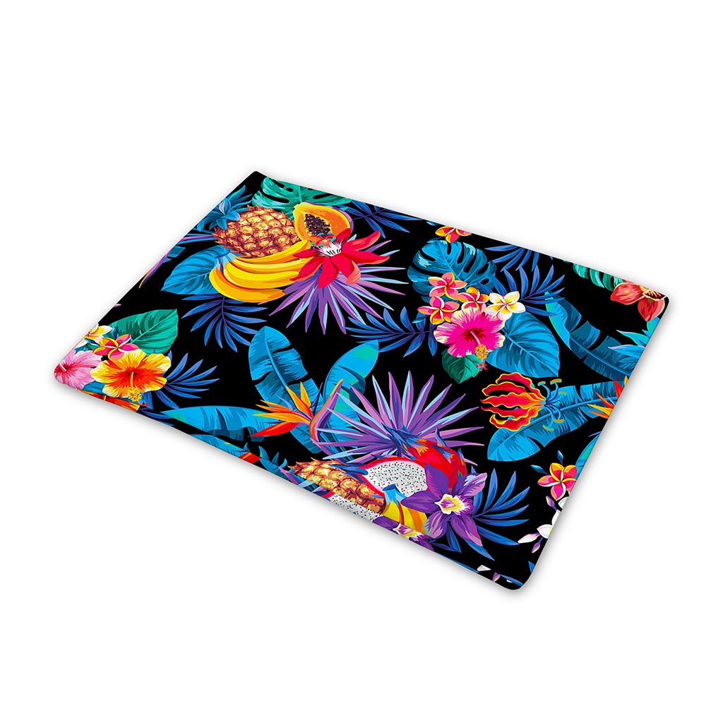 Turquoise Hawaiian Fruits Pattern Print Pet Cooling Mat Cover