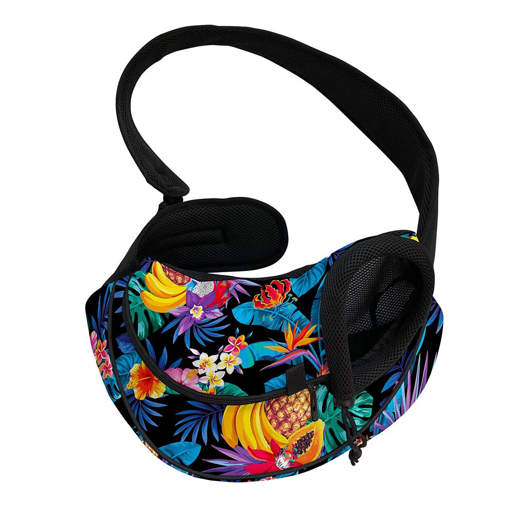 Turquoise Hawaiian Fruits Pattern Print Pet Sling Carrier
