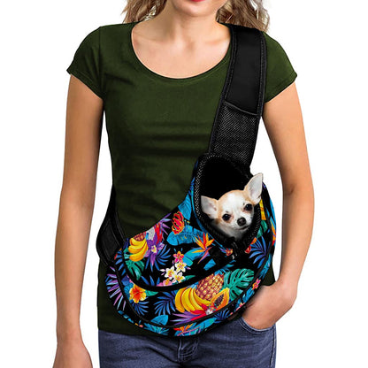 Turquoise Hawaiian Fruits Pattern Print Pet Sling Carrier