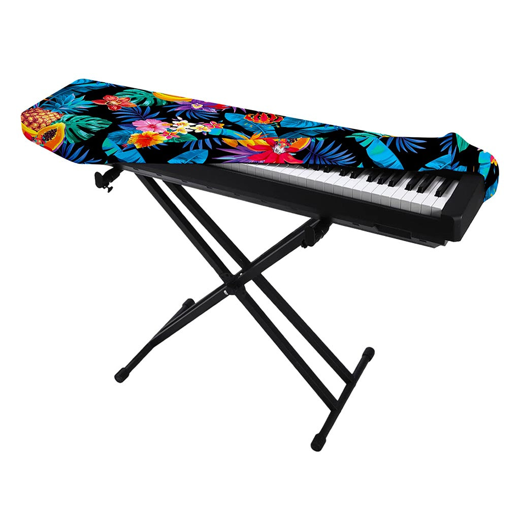 Turquoise Hawaiian Fruits Pattern Print Piano Keyboard Cover