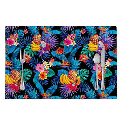 Turquoise Hawaiian Fruits Pattern Print Placemat