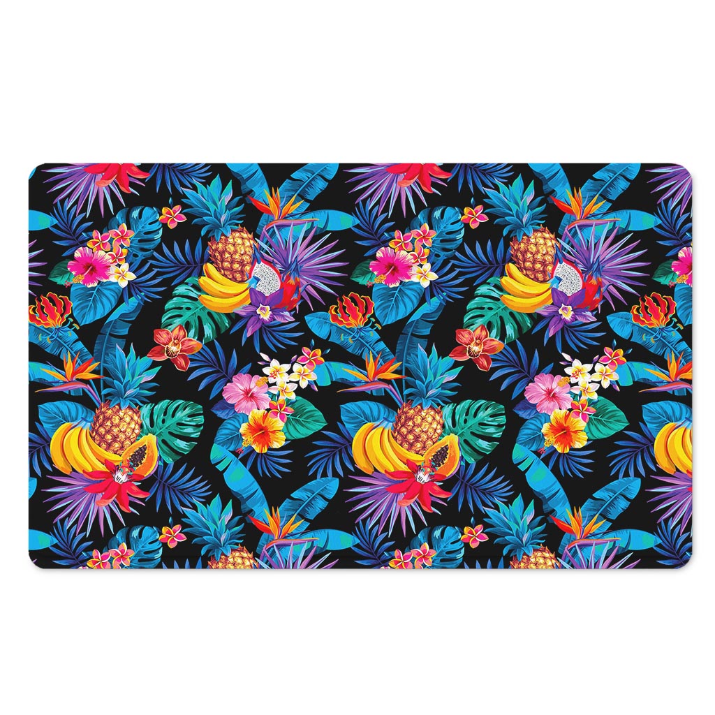 Turquoise Hawaiian Fruits Pattern Print Polyester Doormat