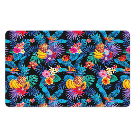Turquoise Hawaiian Fruits Pattern Print Polyester Doormat