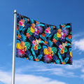 Turquoise Hawaiian Fruits Pattern Print Polyester Flag