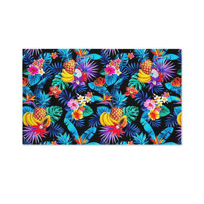 Turquoise Hawaiian Fruits Pattern Print Polyester Flag