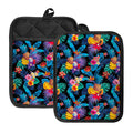 Turquoise Hawaiian Fruits Pattern Print Pot Holders With Pocket