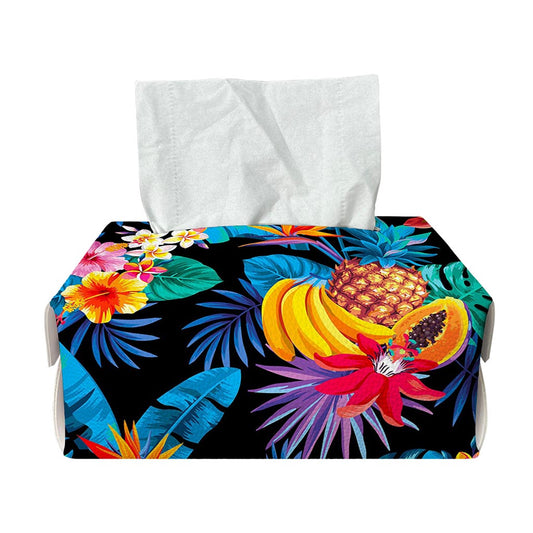 Turquoise Hawaiian Fruits Pattern Print Rectangle Tissue Box Cover
