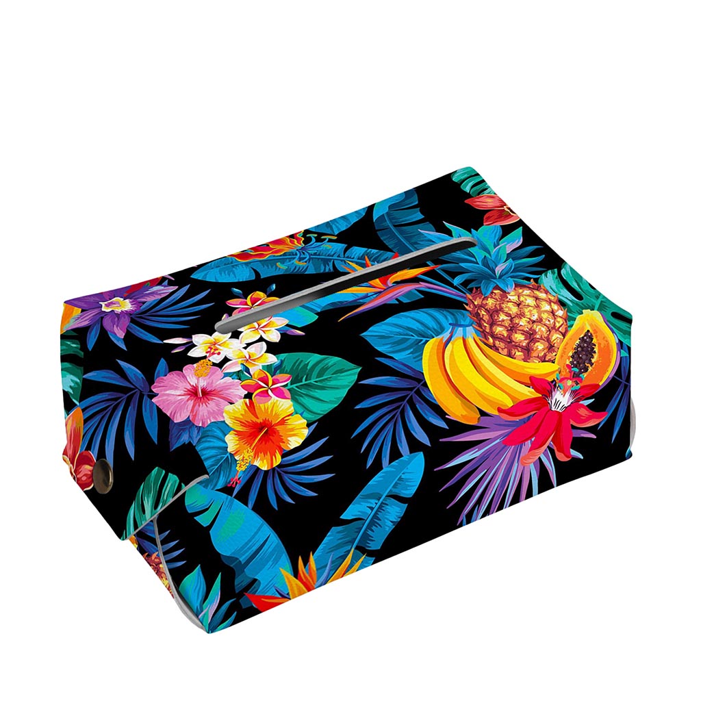 Turquoise Hawaiian Fruits Pattern Print Rectangle Tissue Box Cover