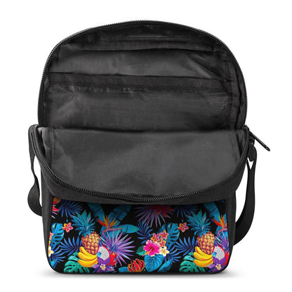 Turquoise Hawaiian Fruits Pattern Print Rectangular Crossbody Bag